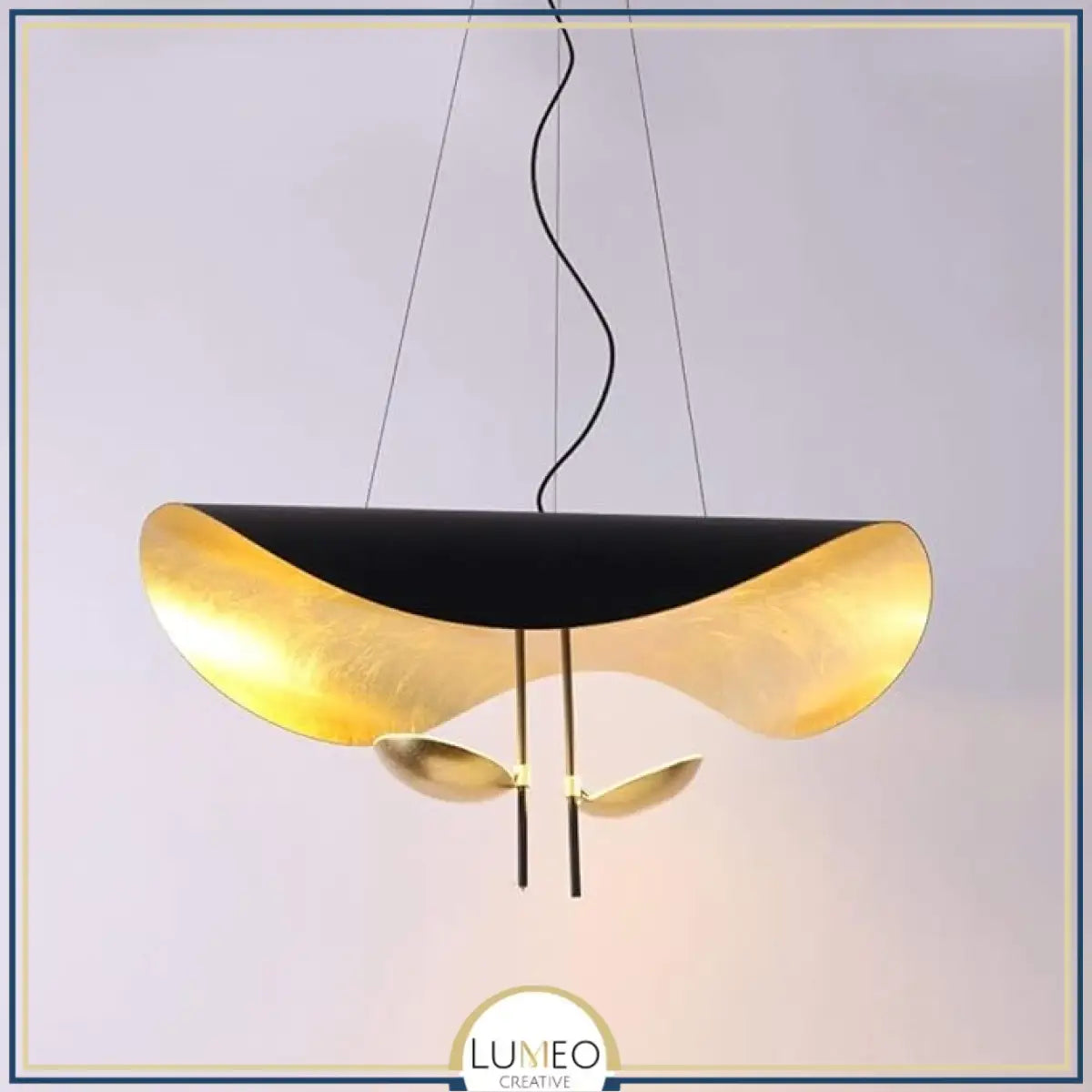 Suspension chic au design moderne | Noir & or ou blanche & or