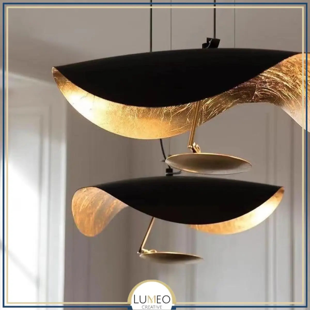 Suspension chic au design moderne | Noir & or ou blanche & or
