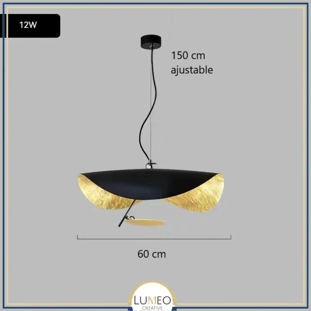 Suspension chic au design moderne | Noir & or ou blanche & or 60 cm Noir et Or / Blanc chaud