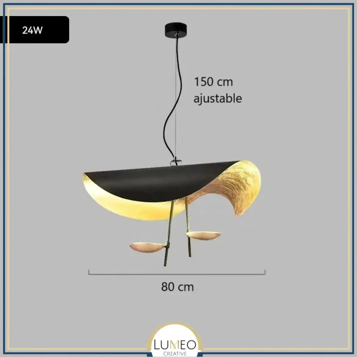 Suspension chic au design moderne | Noir & or ou blanche & or 80 cm Noir et Or / Blanc froid