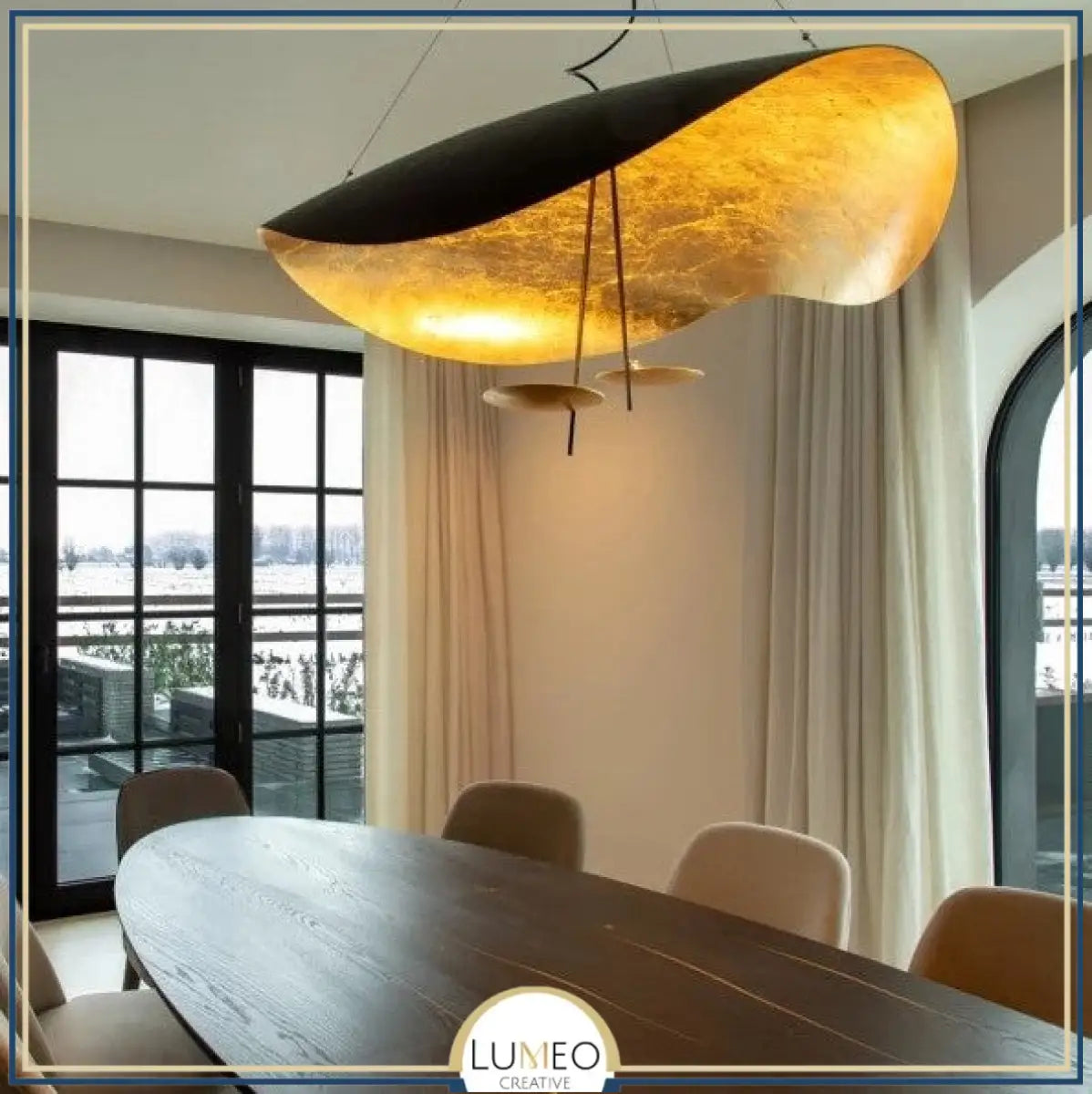 Suspension chic au design moderne | Noir & or ou blanche & or