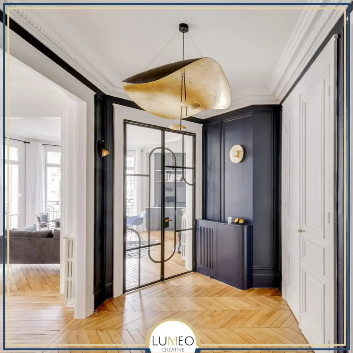 Suspension chic au design moderne | Noir & or ou blanche & or