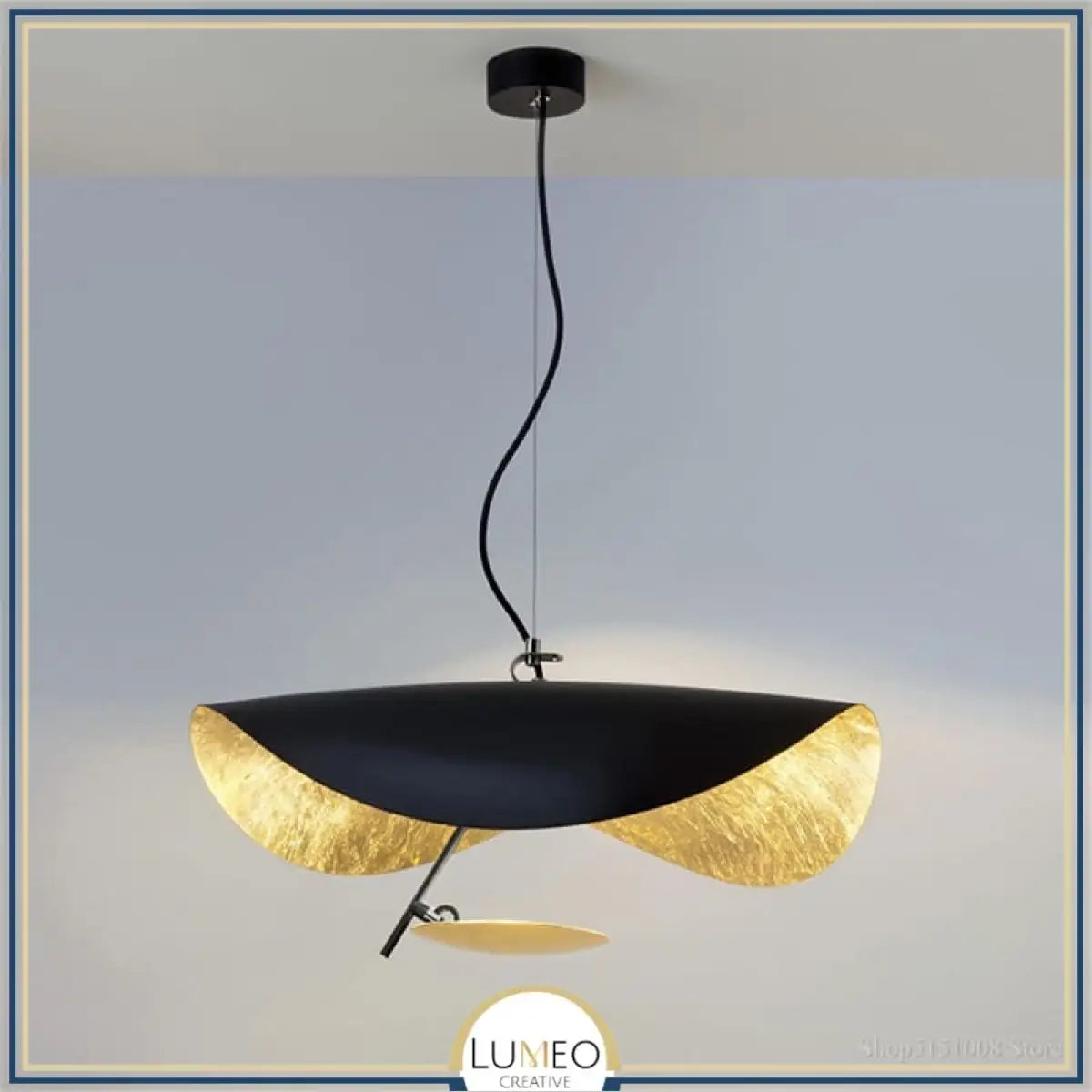Suspension chic au design moderne | Noir & or ou blanche & or