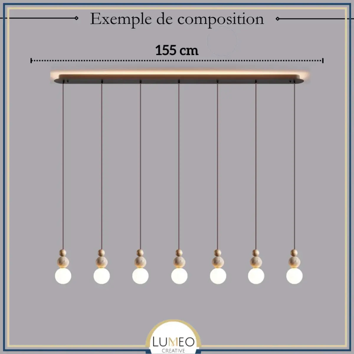 Suspension chic en verre opalin pierre naturelle et bois | PERLINE