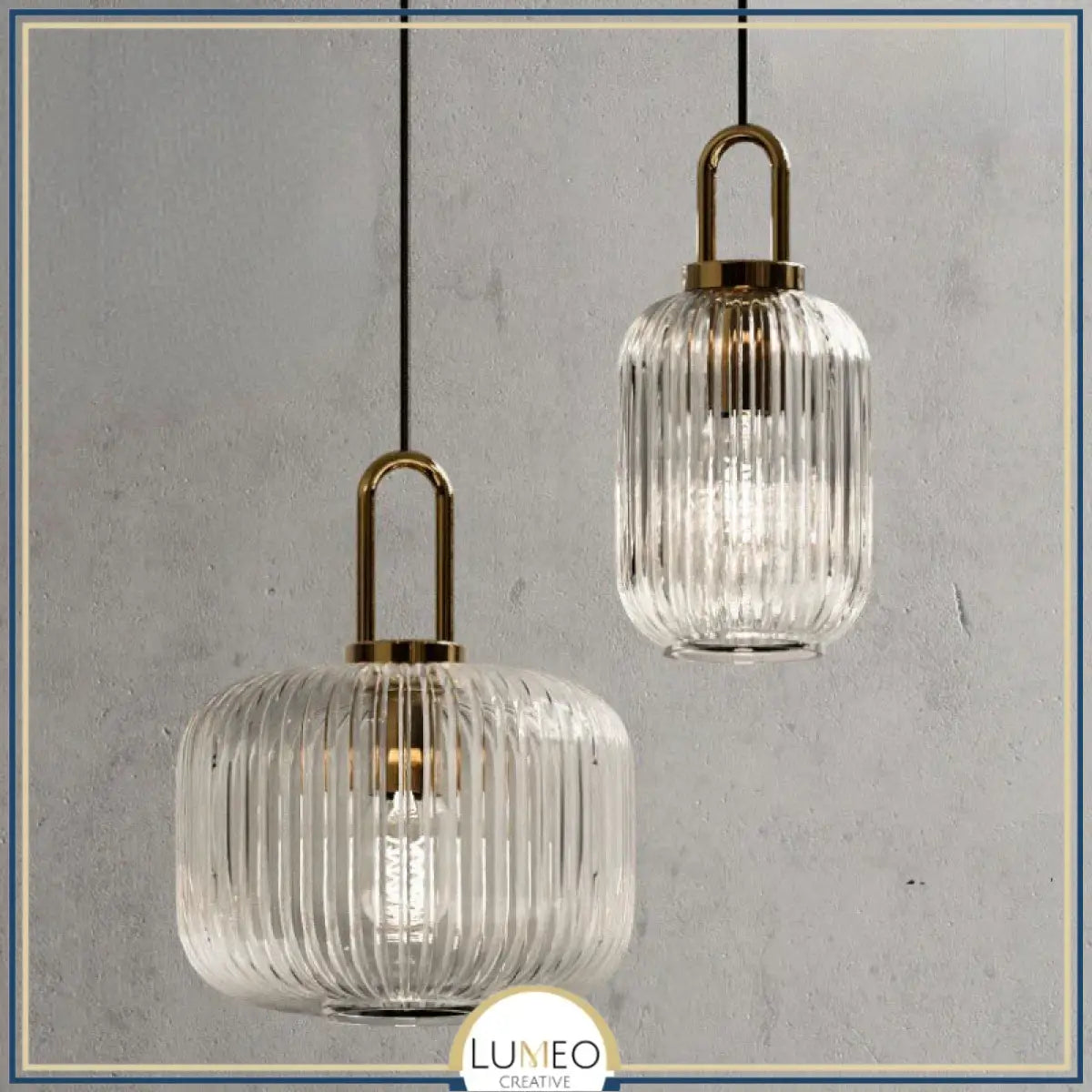 suspension en verre transparent retro chic vintage