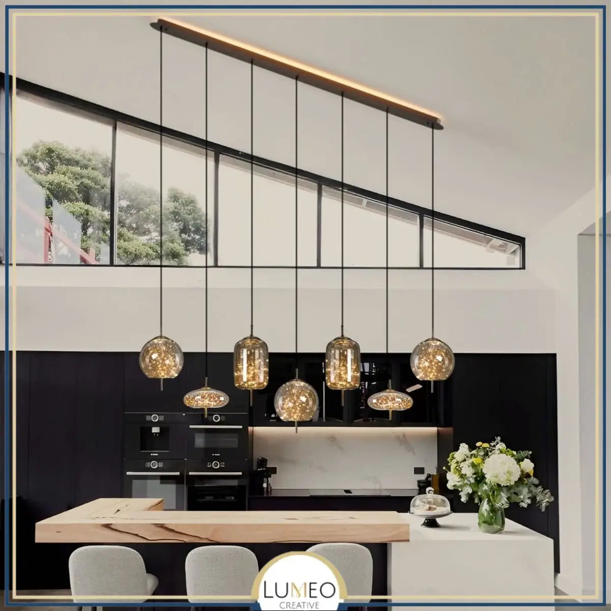 Suspension chic LED en verre soufflé | Magie lumineuse & élégance aérienne