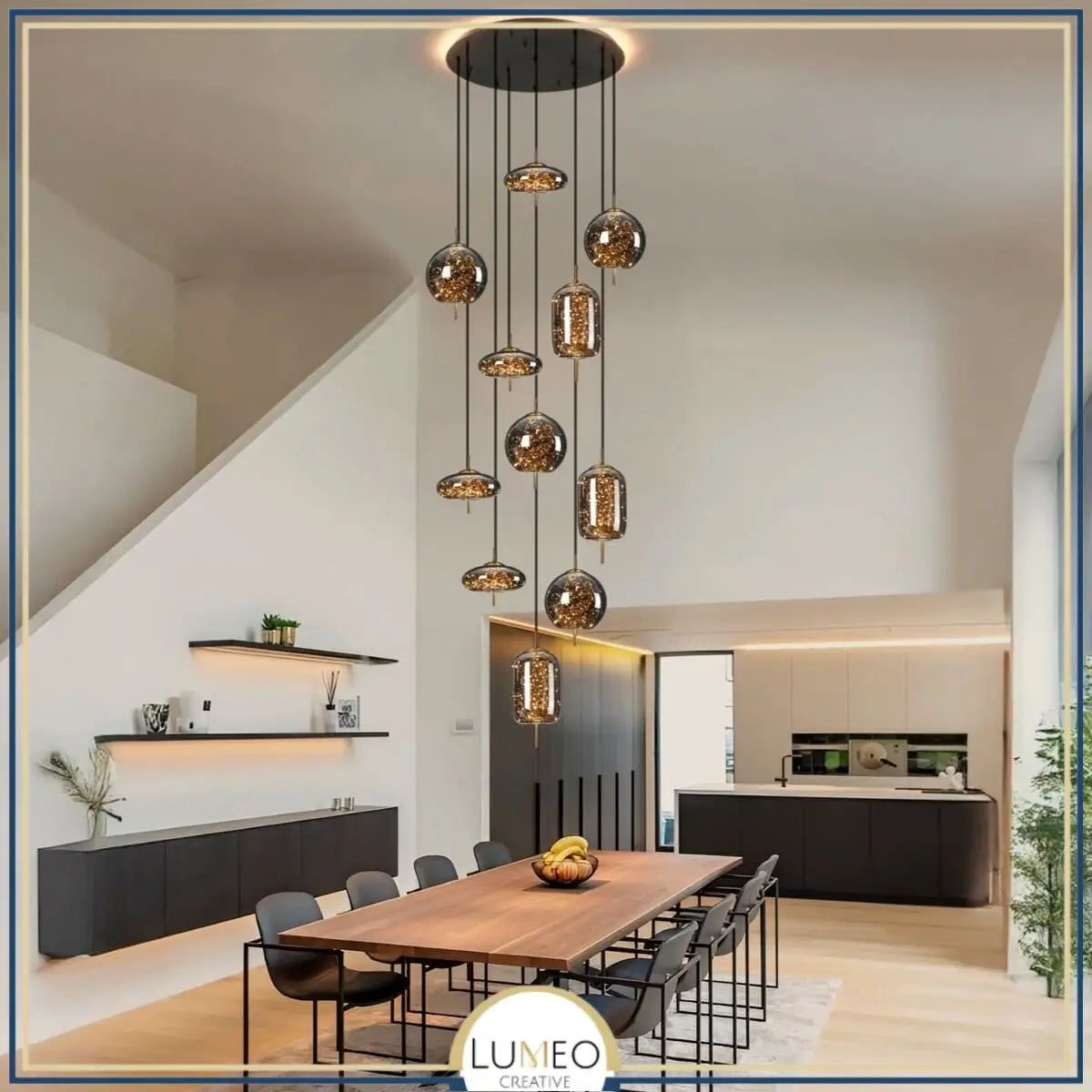 Suspension chic LED en verre soufflé | Magie lumineuse & élégance aérienne