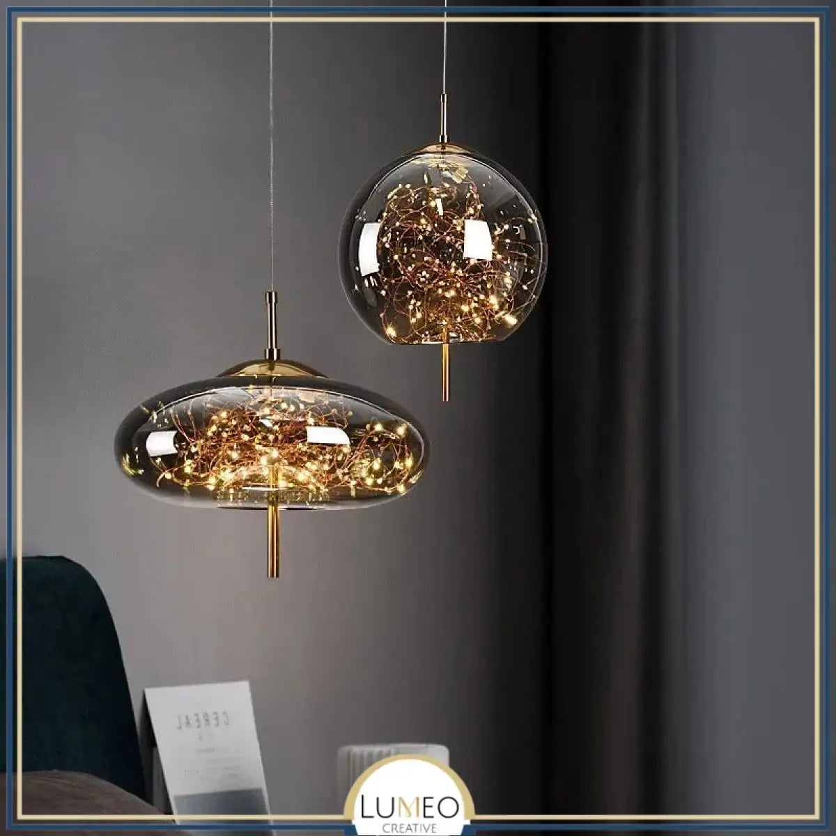 Suspension chic LED en verre soufflé | Magie lumineuse & élégance aérienne