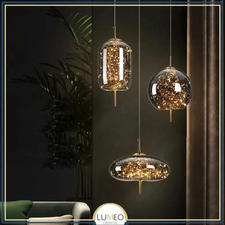 Suspension chic LED en verre soufflé | Magie lumineuse & élégance aérienne
