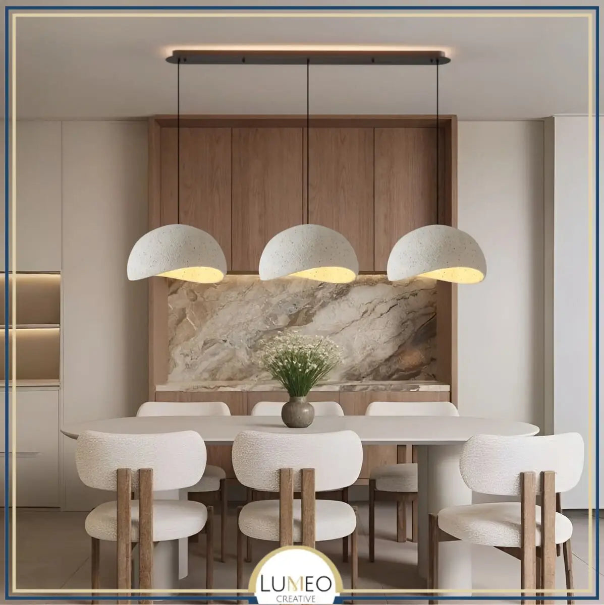 Suspension blanc cassé en ciment et beton naturel par lumeo creative