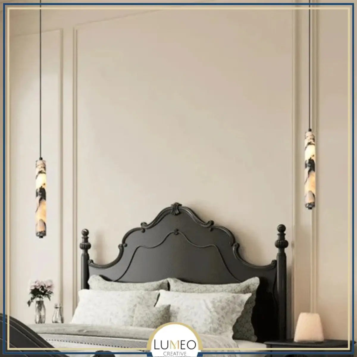 Suspension cylindrique en marbre | Luminaire chic & élégant