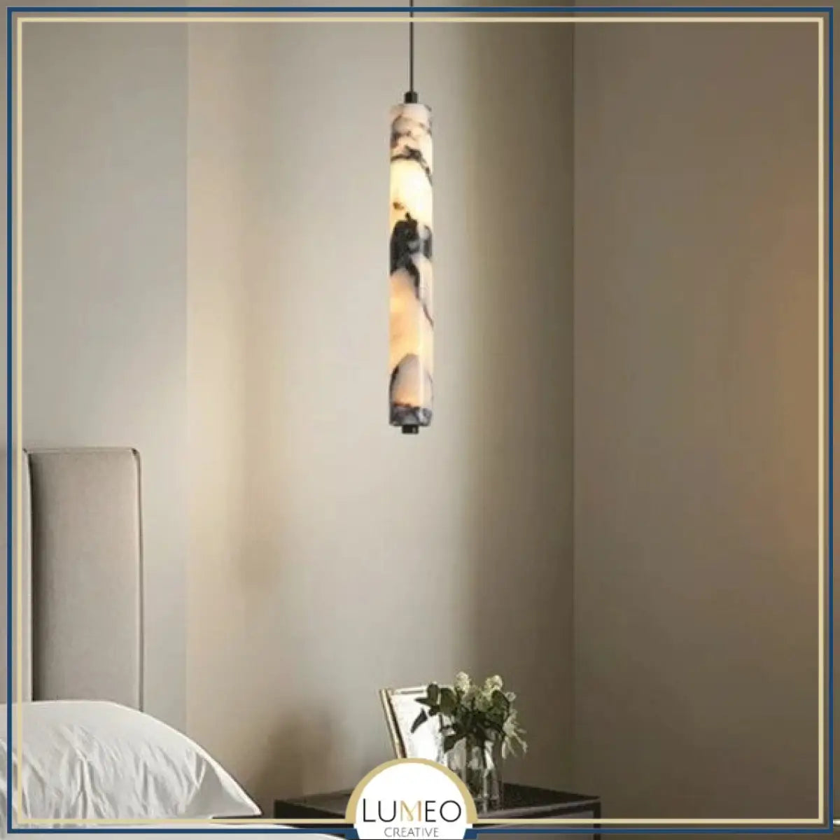 Suspension cylindrique en marbre | Luminaire chic & élégant