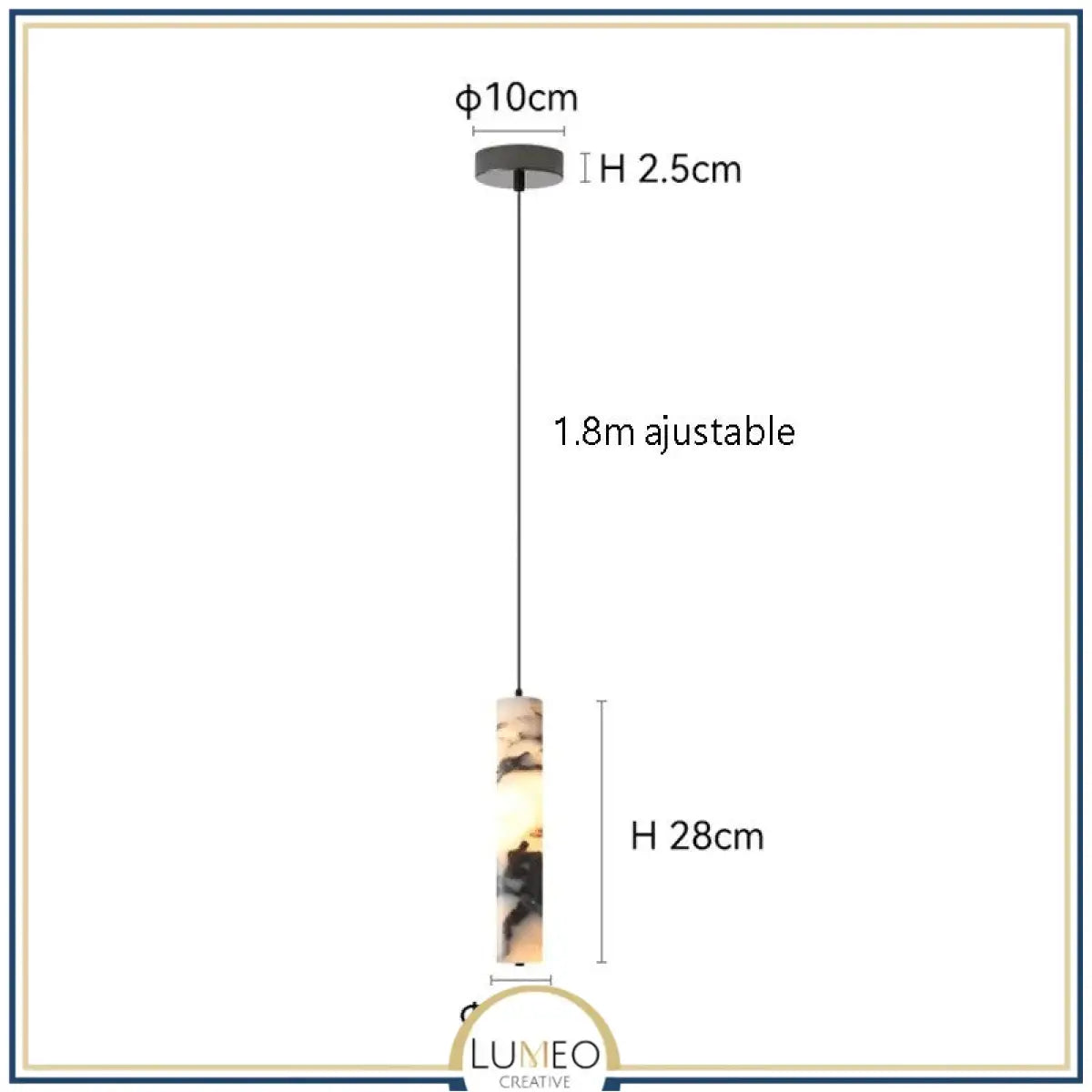 Suspension cylindrique en marbre | Luminaire chic & élégant