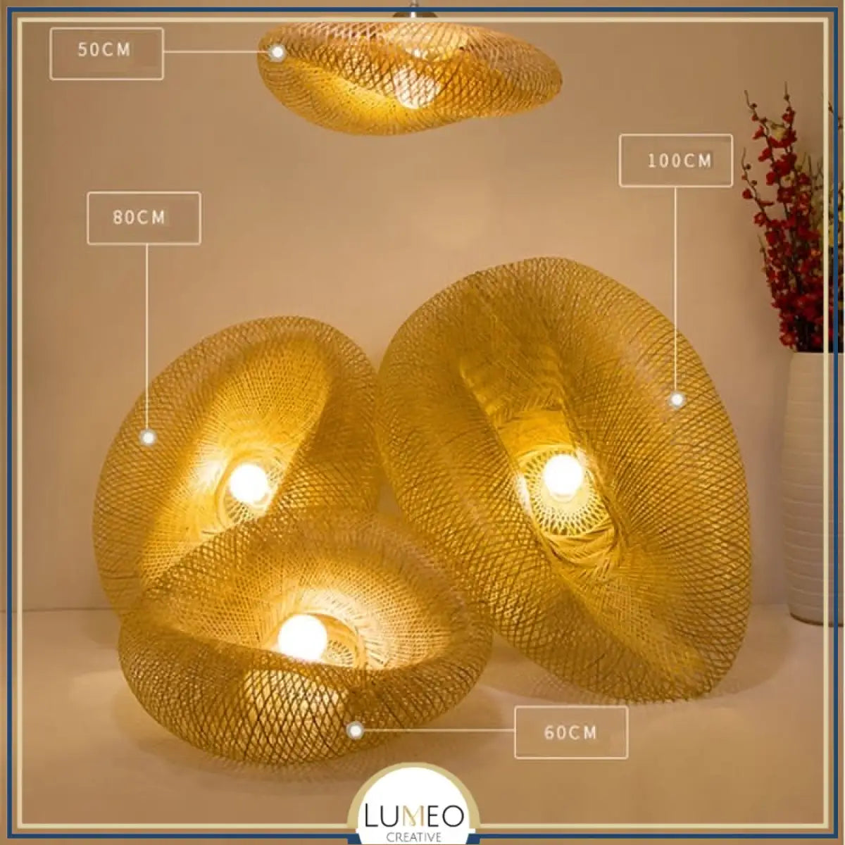 Suspension design en rotin tressé | Forme organique et chaleureuse