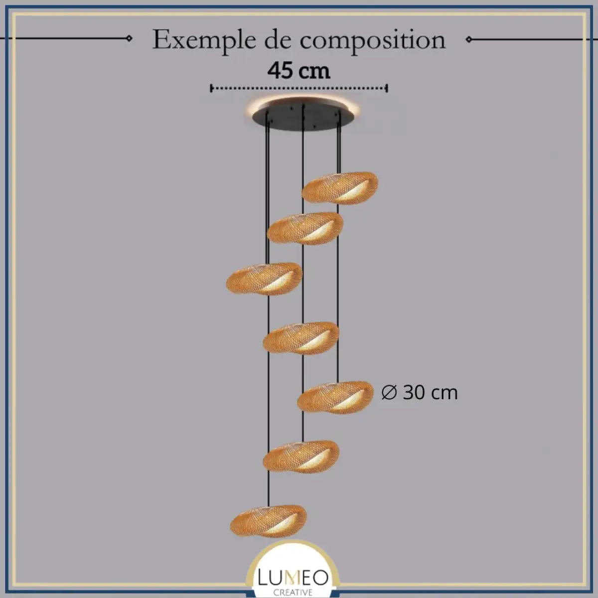 Suspension design en rotin tressé | Forme organique et chaleureuse