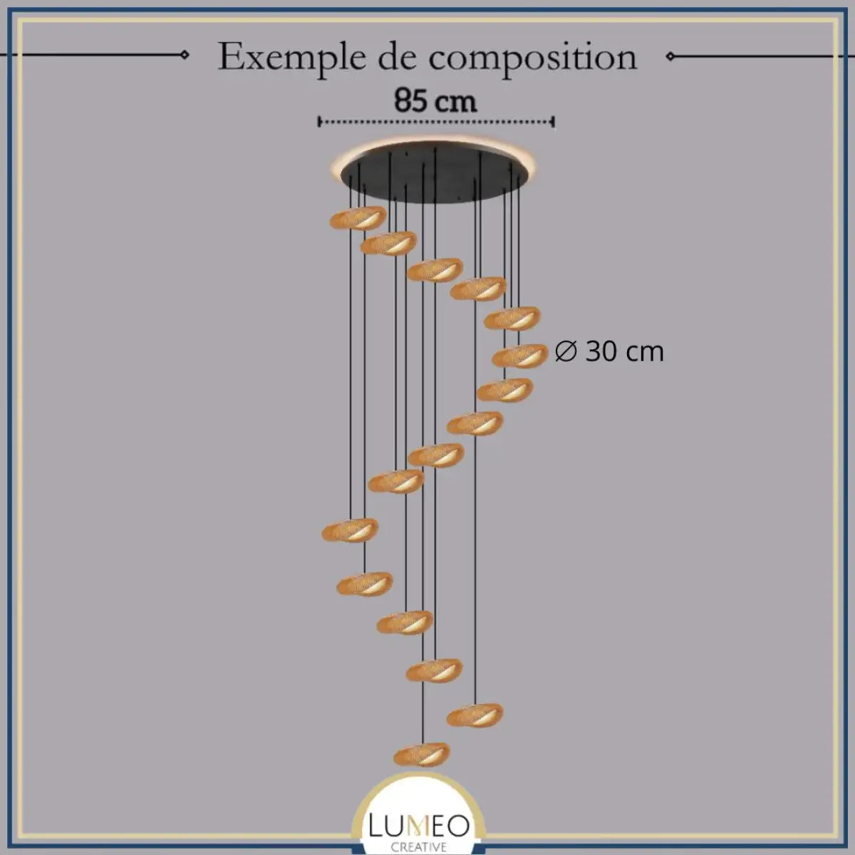 Suspension design en rotin tressé | Forme organique et chaleureuse