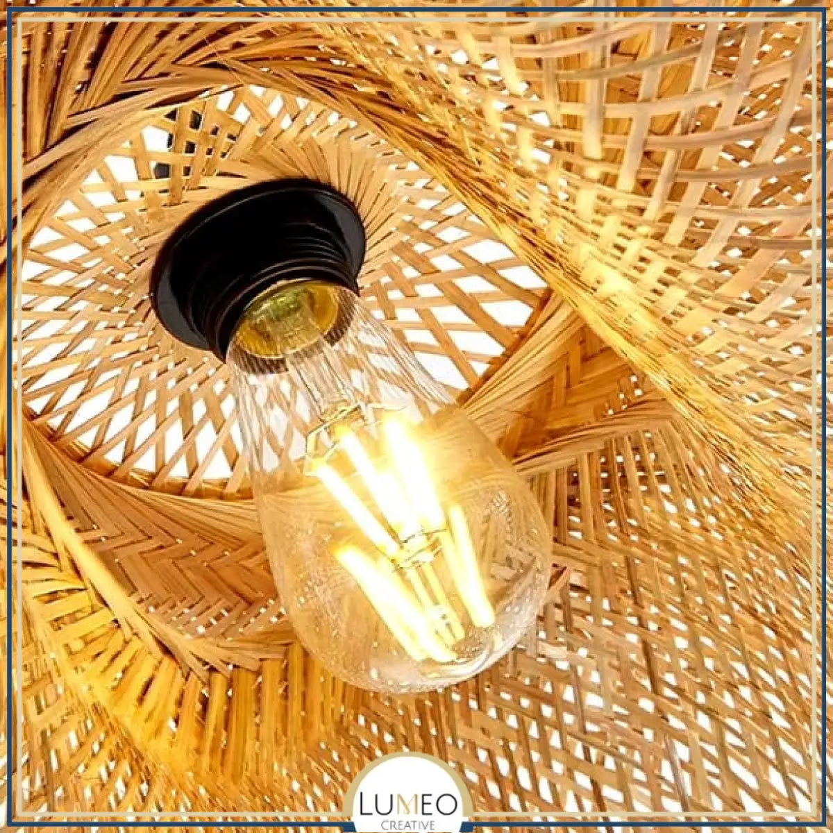 Suspension design en rotin tressé | Forme organique et chaleureuse