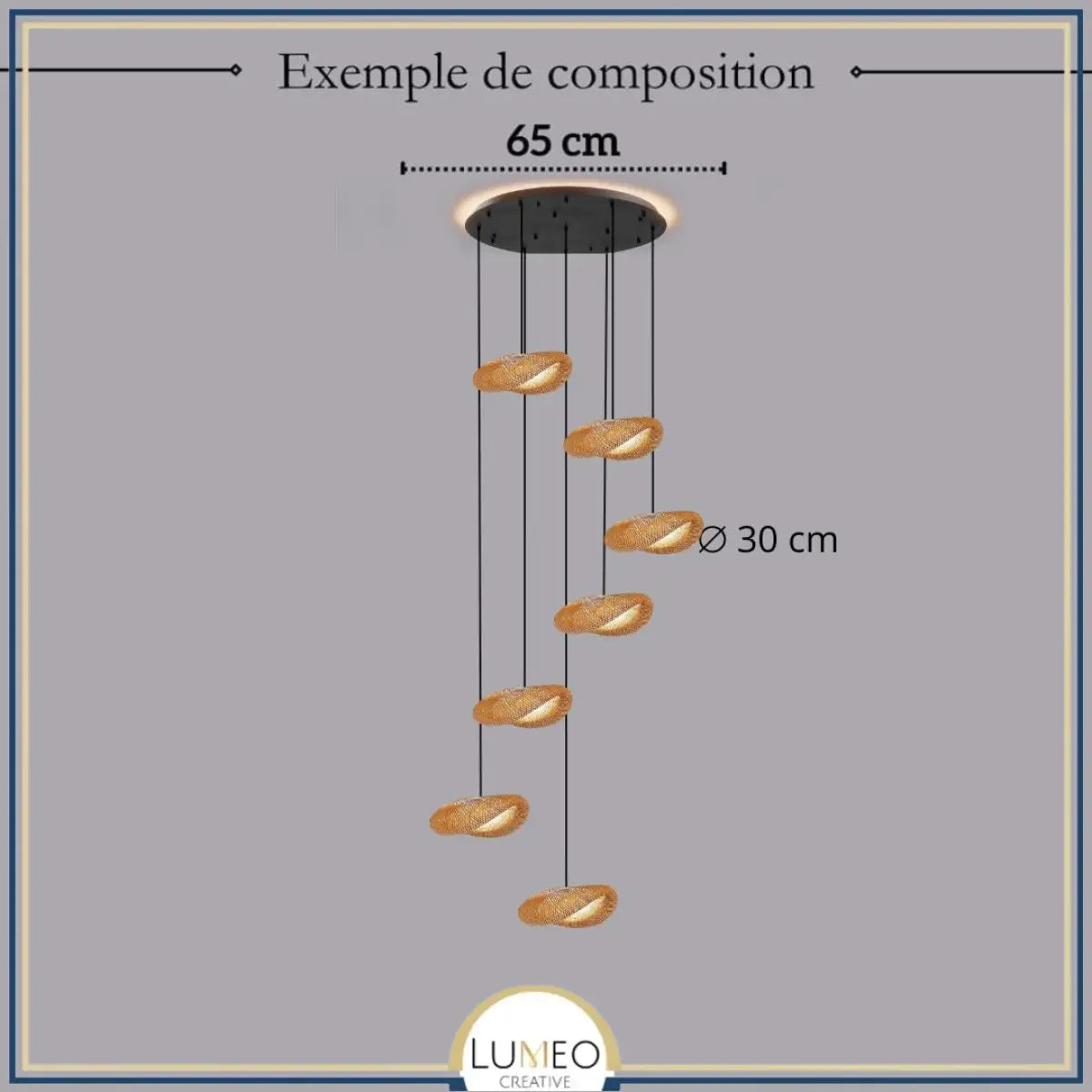 Suspension design en rotin tressé | Forme organique et chaleureuse