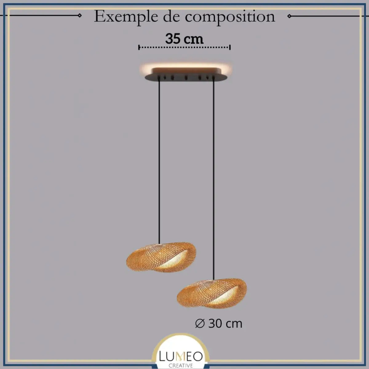 Suspension design en rotin tressé | Forme organique et chaleureuse