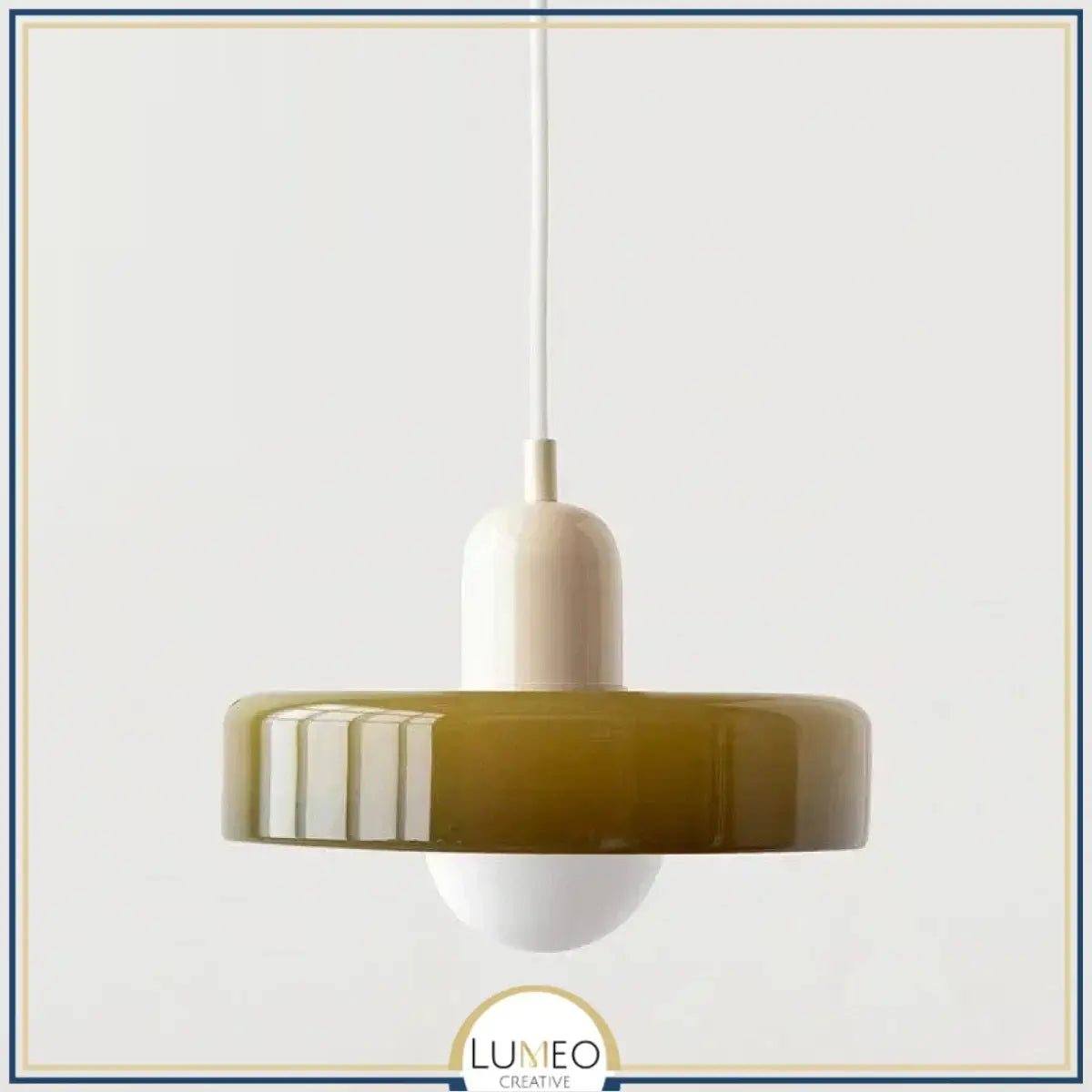 Suspension design pop & colorée | Éclat rétro Vert kaki / Blanc