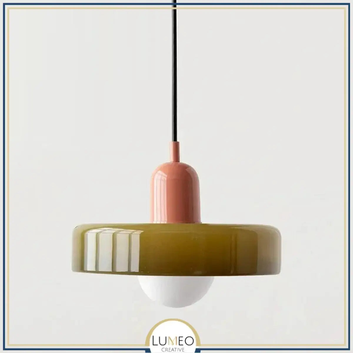 Suspension design pop & colorée | Éclat rétro Vert kaki / Rose