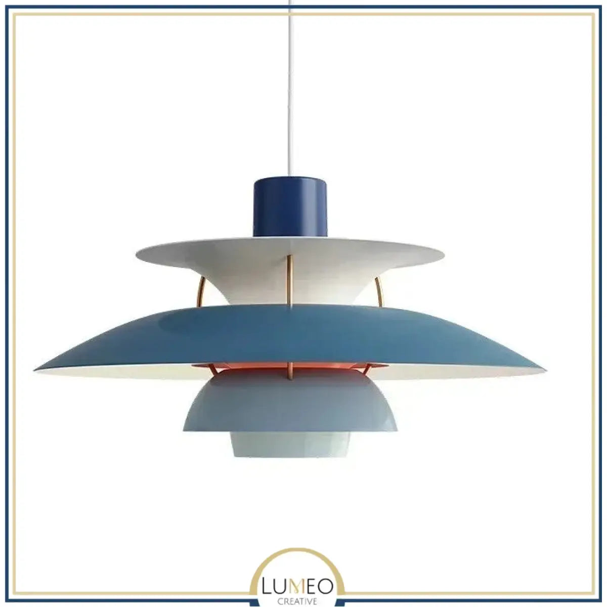 Suspension design soucoupes multicolores | Pop & Rétro chic 30cm / Bleu foncé