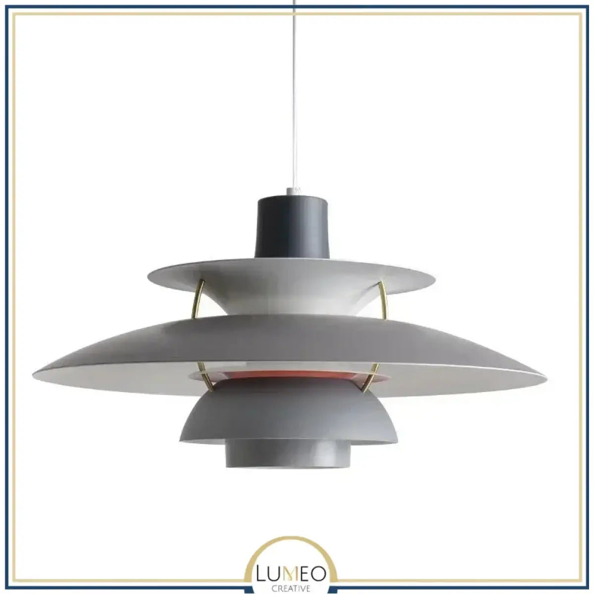 Suspension design soucoupes multicolores | Pop & Rétro chic 30cm / Gris