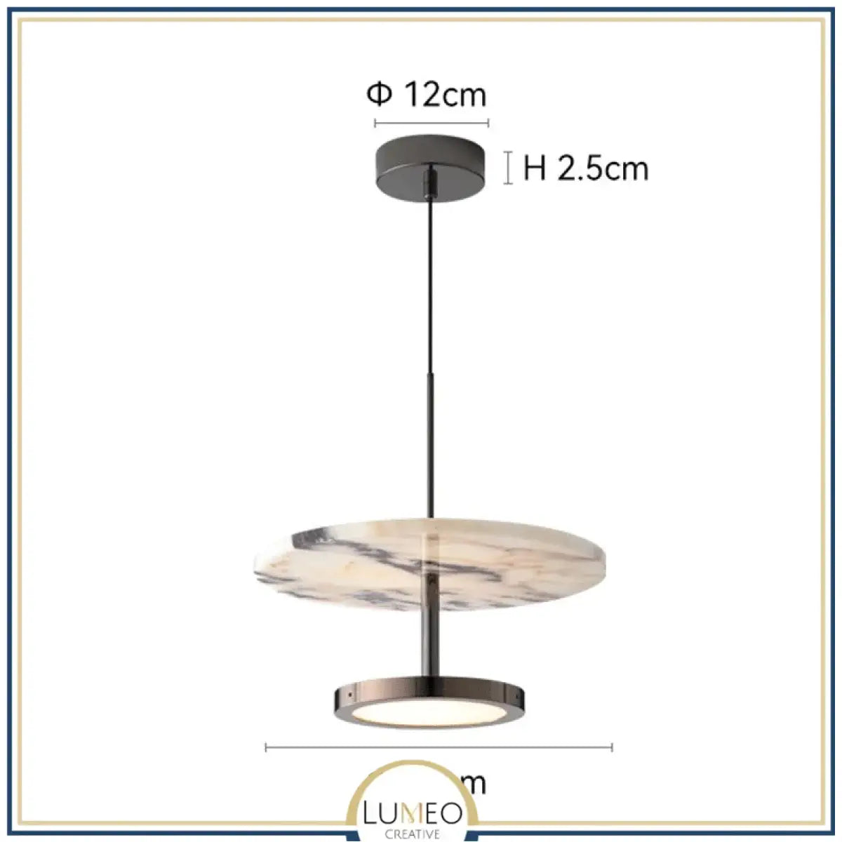 Suspension disque en marbre naturel | Luminaire haut de gamme à LED