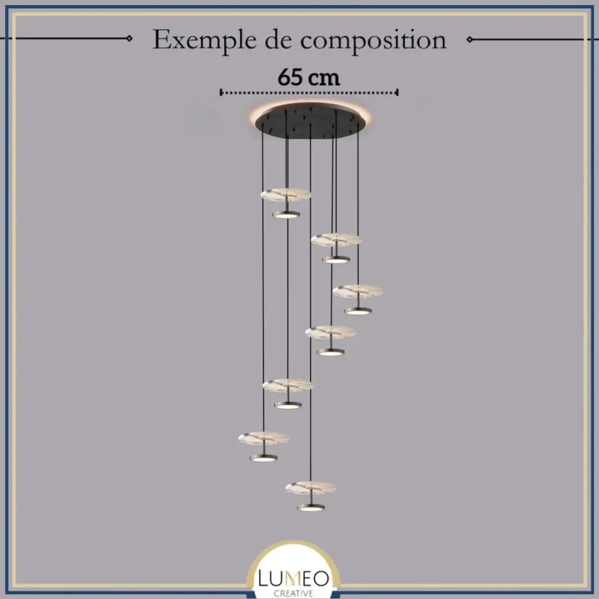 Suspension disque en marbre naturel | Luminaire haut de gamme à LED