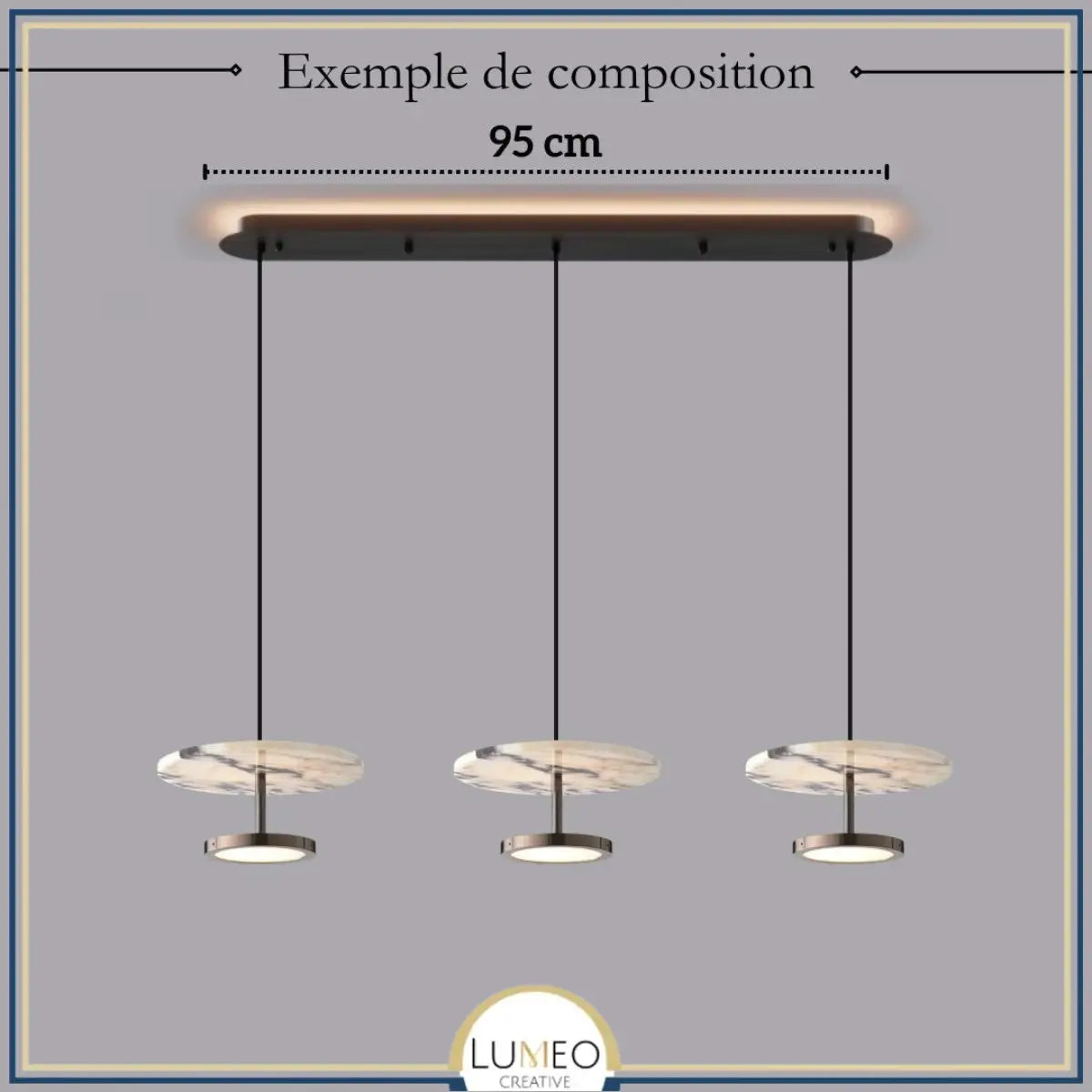 Suspension disque en marbre naturel | Luminaire haut de gamme à LED