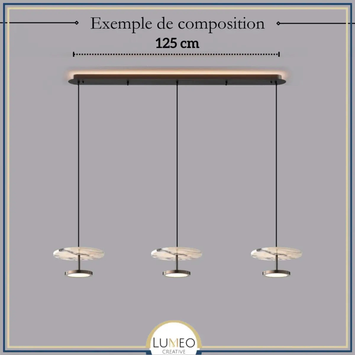 Suspension disque en marbre naturel | Luminaire haut de gamme à LED