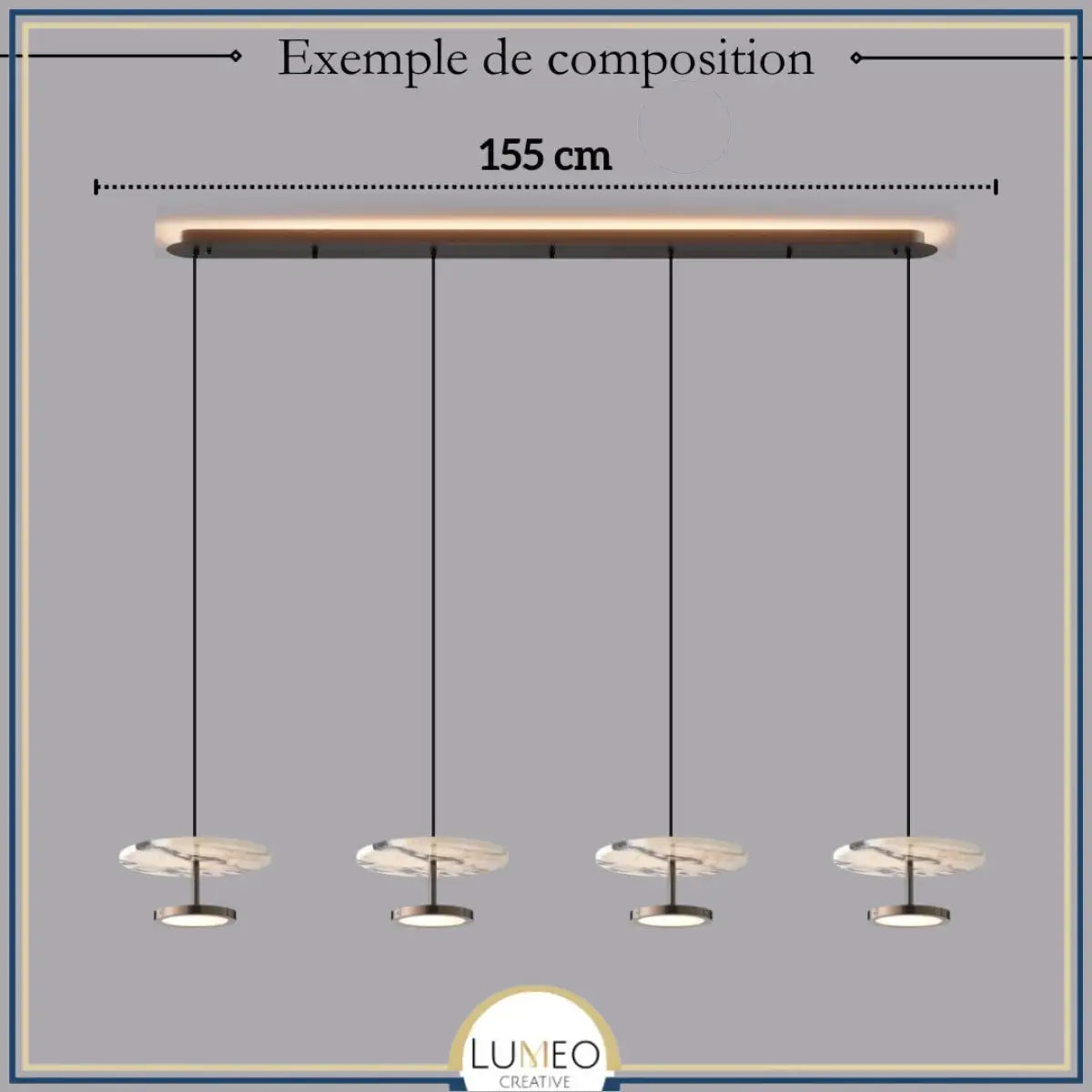 Suspension disque en marbre naturel | Luminaire haut de gamme à LED