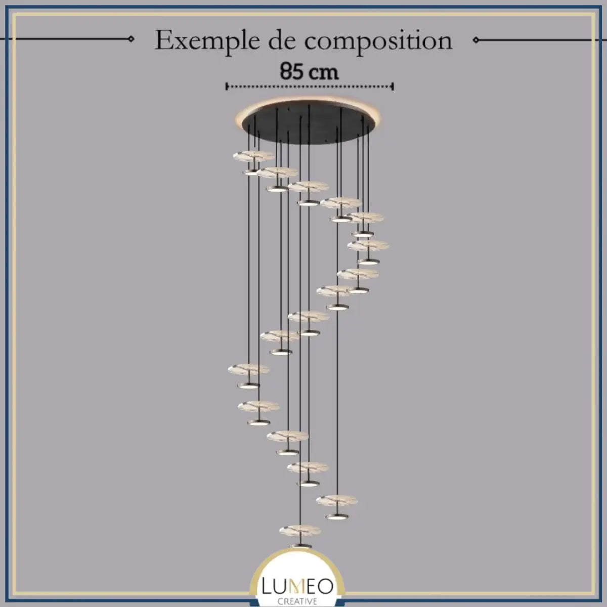 Suspension disque en marbre naturel | Luminaire haut de gamme à LED