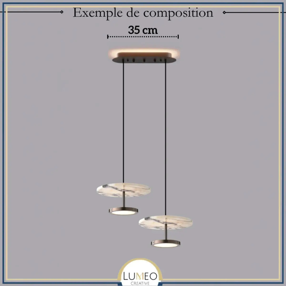 Suspension disque en marbre naturel | Luminaire haut de gamme à LED