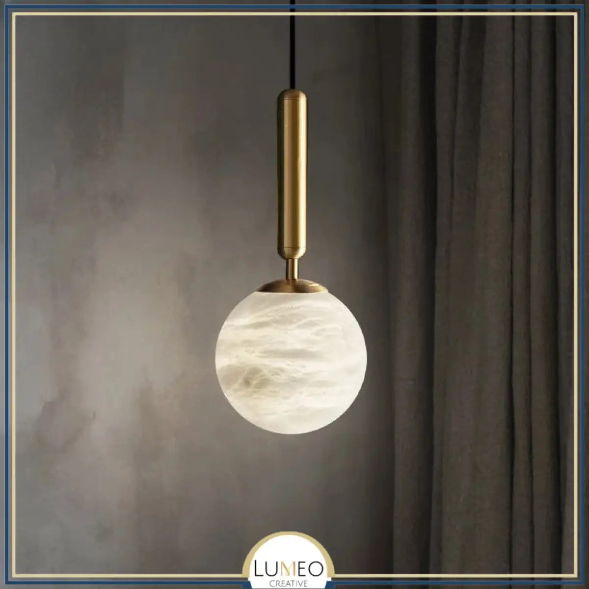 Suspension doré et boule en marbre naturel | Élégance minimaliste et lumière texturée