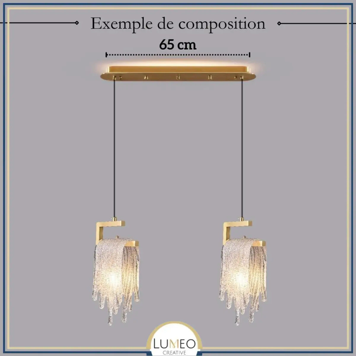 Suspension dorée en verre STALIA | 100% personnalisable