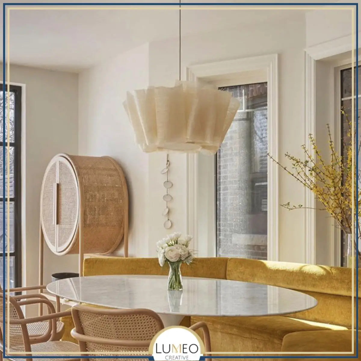 Suspension en tissu plissé bohème | Luminaire doux et poétique