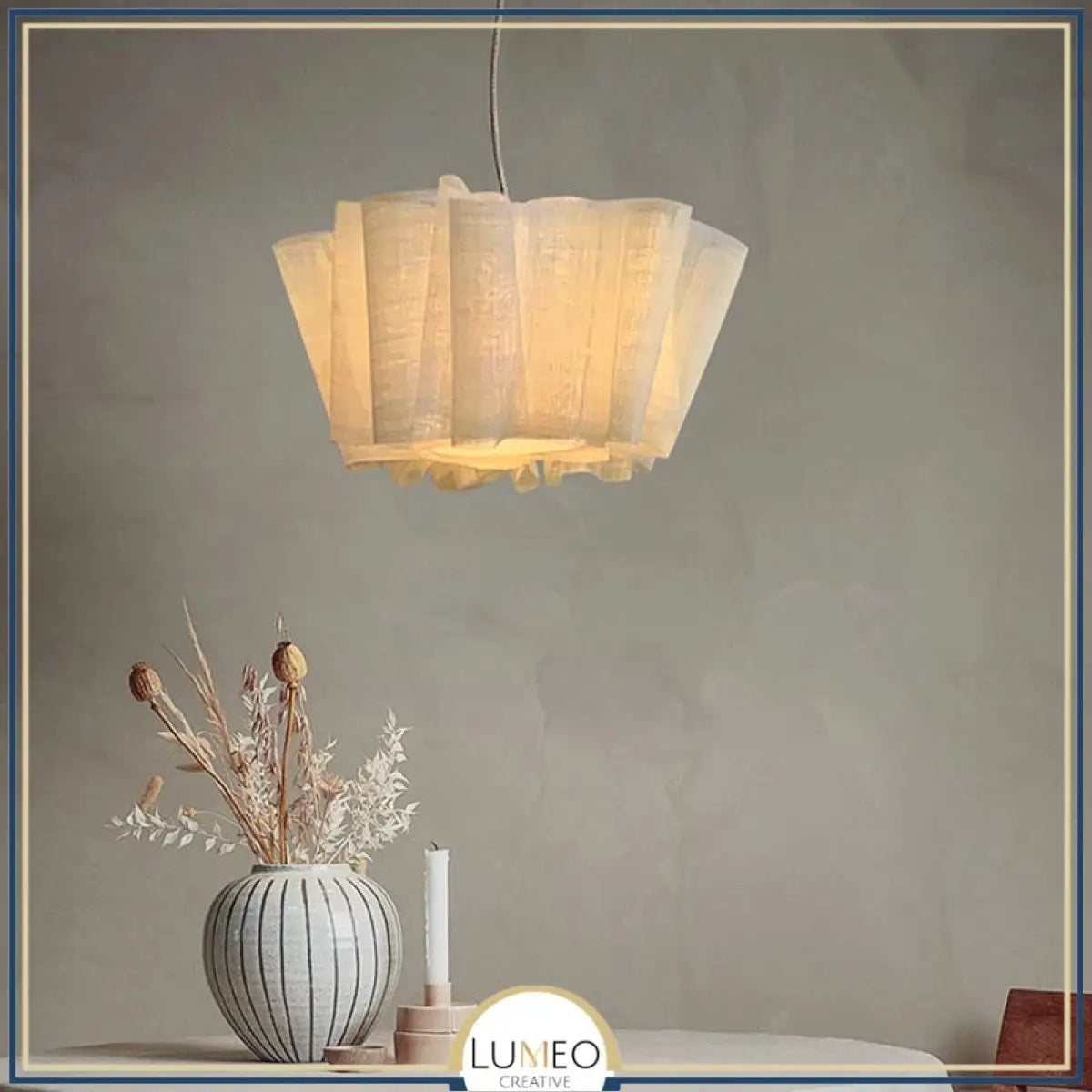 Suspension en tissu plissé bohème | Luminaire doux et poétique