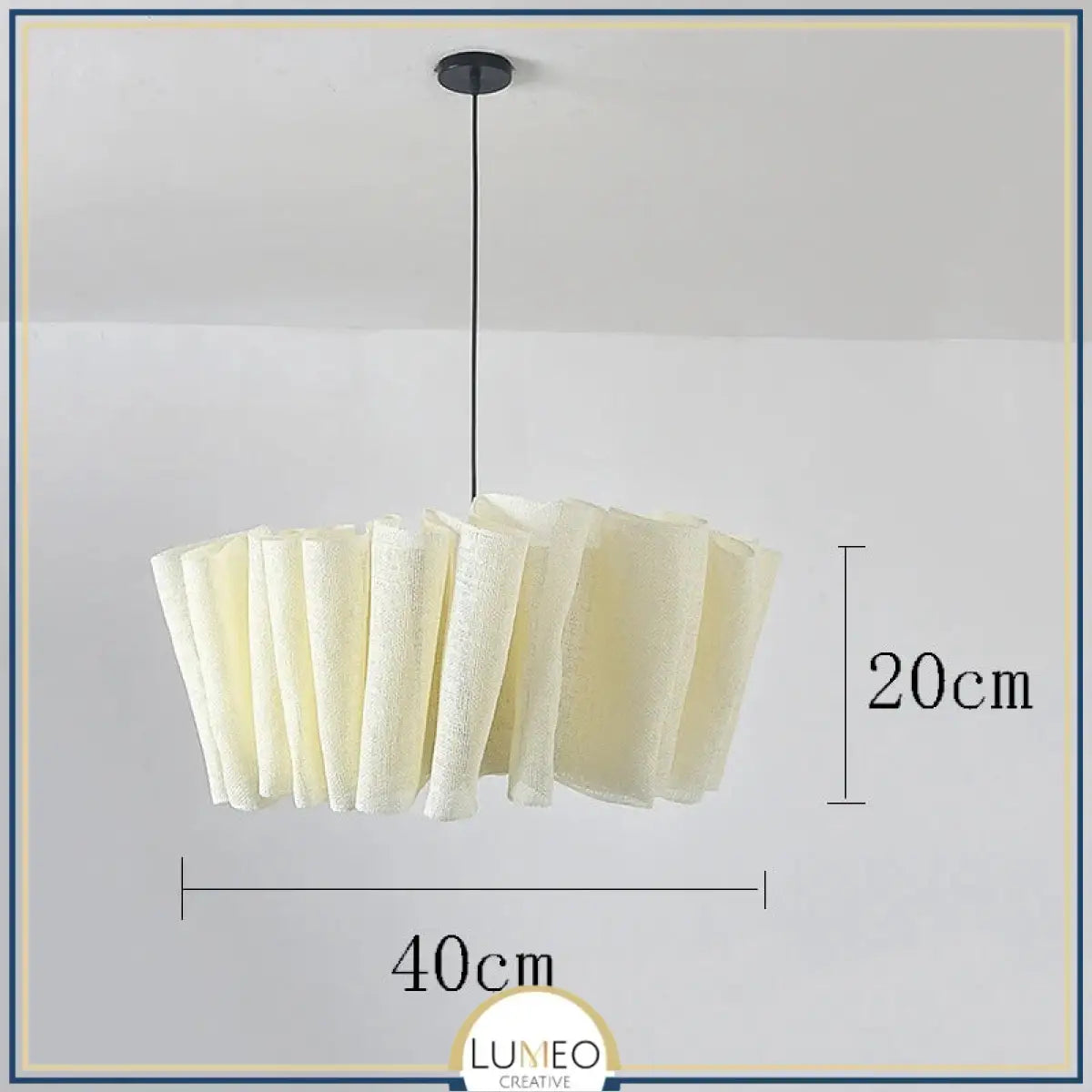 Suspension en tissu plissé bohème | Luminaire doux et poétique Beige crème | 40 cm