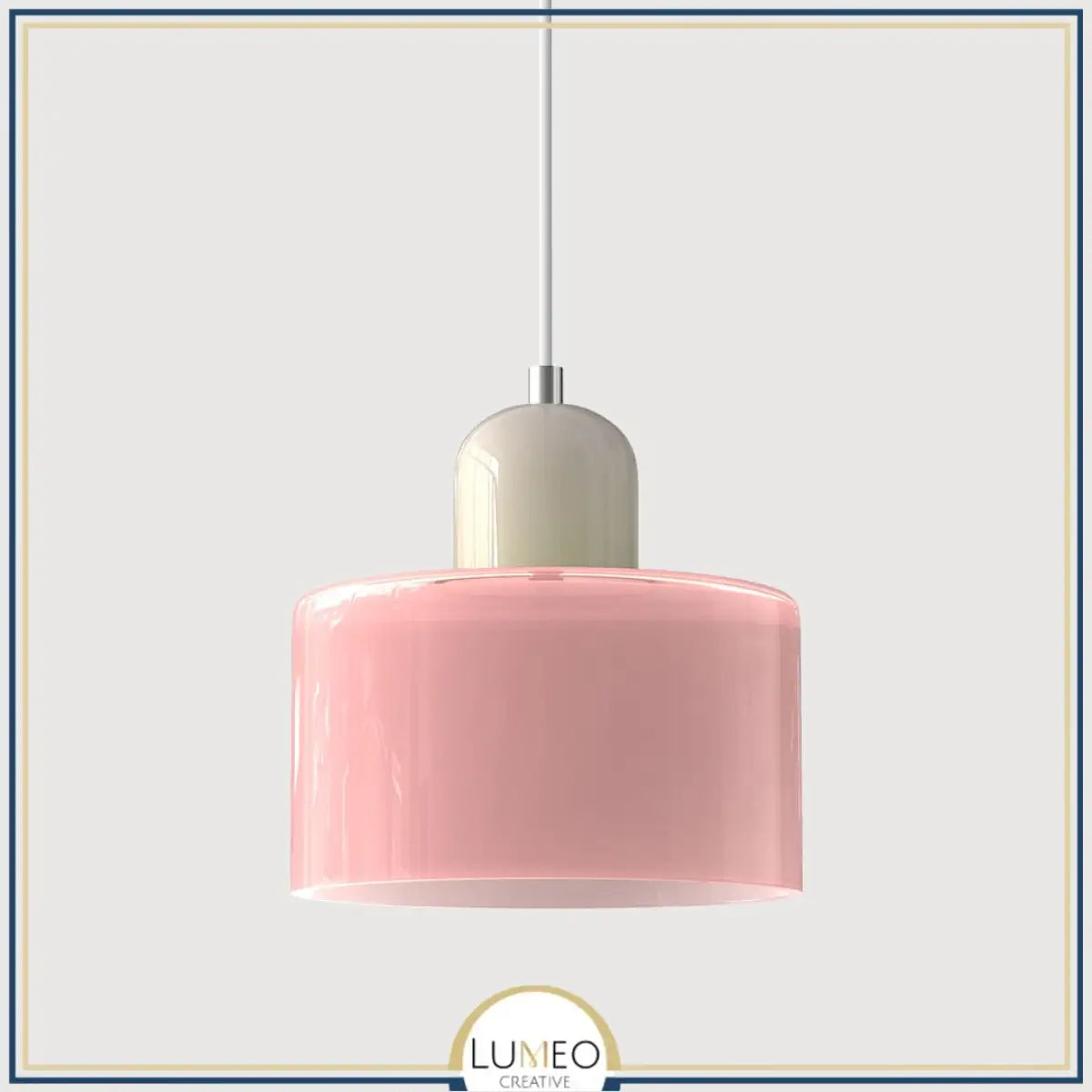 Suspension en verre coloré | Élégance rétro & touche pop Rose / Blanc