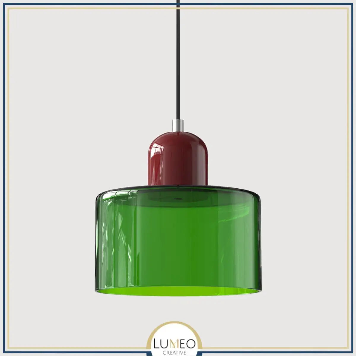 Suspension en verre coloré | Élégance rétro & touche pop Vert impérial / Bordeau