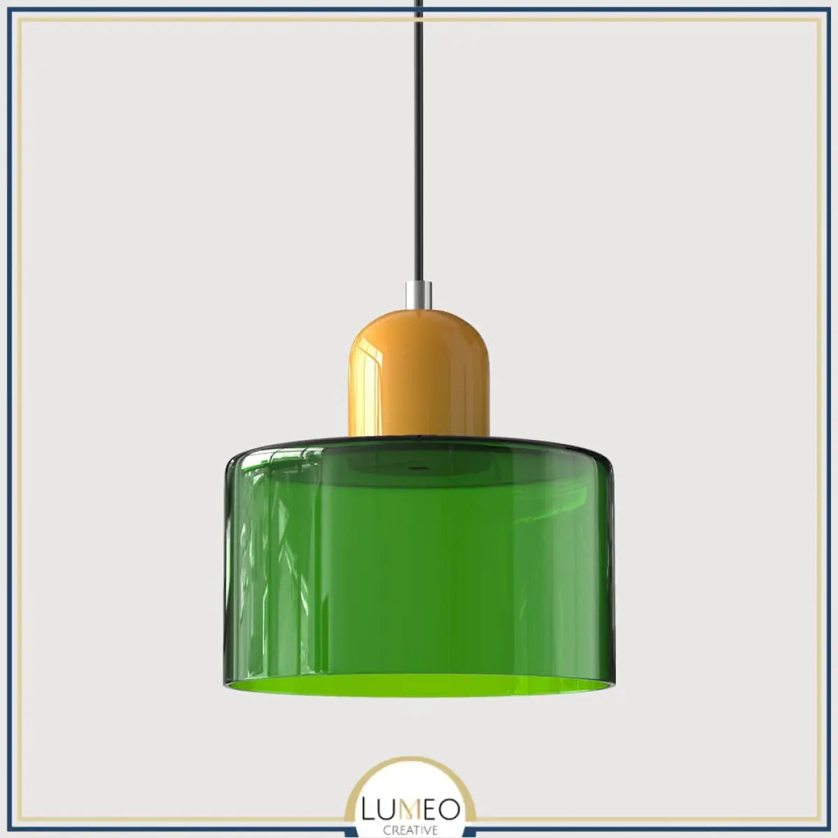 Suspension en verre coloré | Élégance rétro & touche pop Vert impérial / Jaune