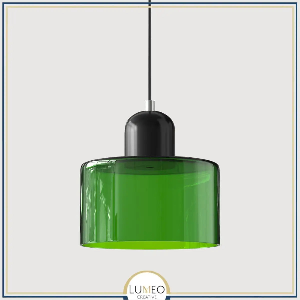 Suspension en verre coloré | Élégance rétro & touche pop Vert impérial / Noir