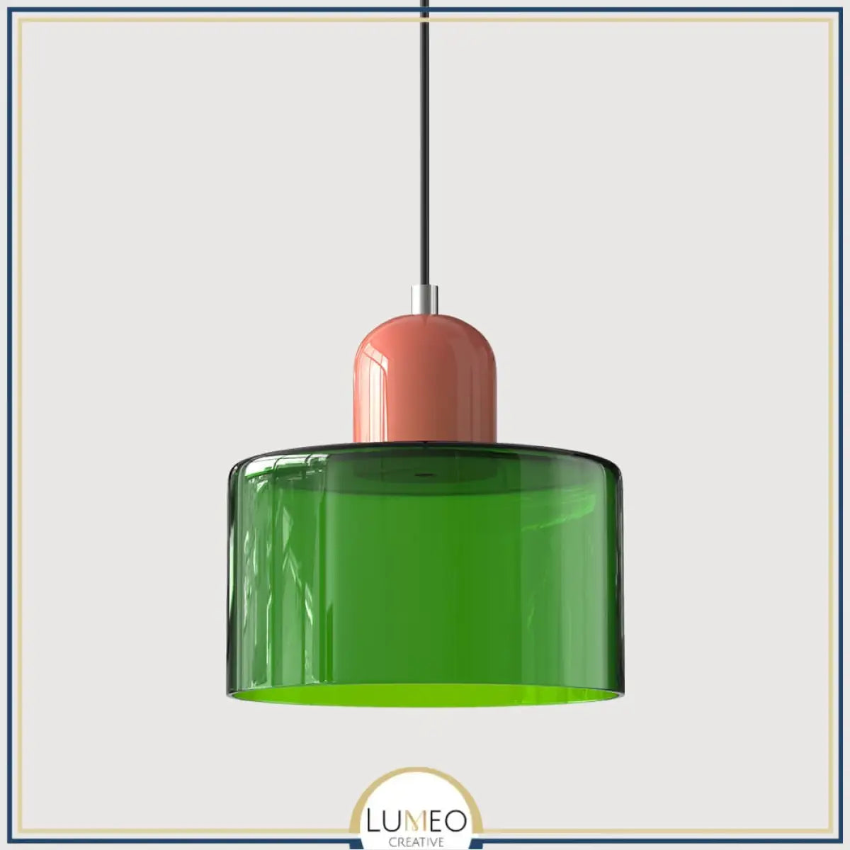 Suspension en verre coloré | Élégance rétro & touche pop Vert impérial / Rose