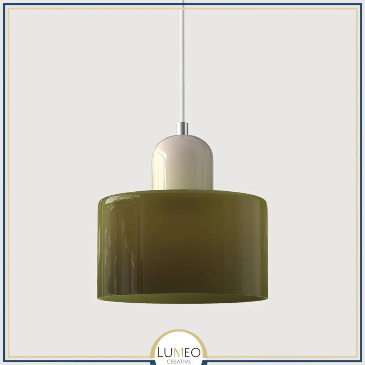 Suspension en verre coloré | Élégance rétro & touche pop Vert kaki / Blanc