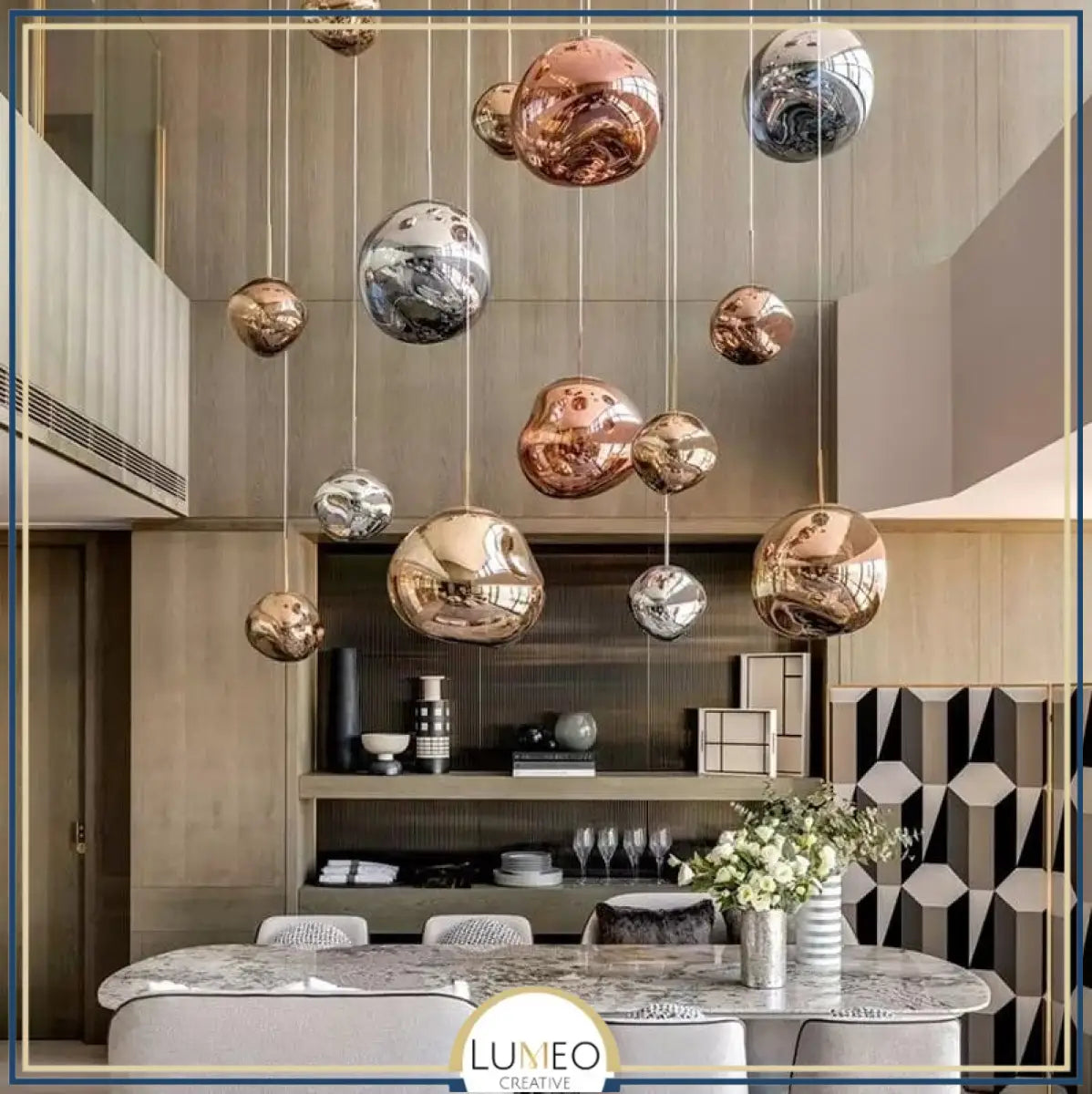 Suspension en verre soufflé style boule de lave | Création modulable