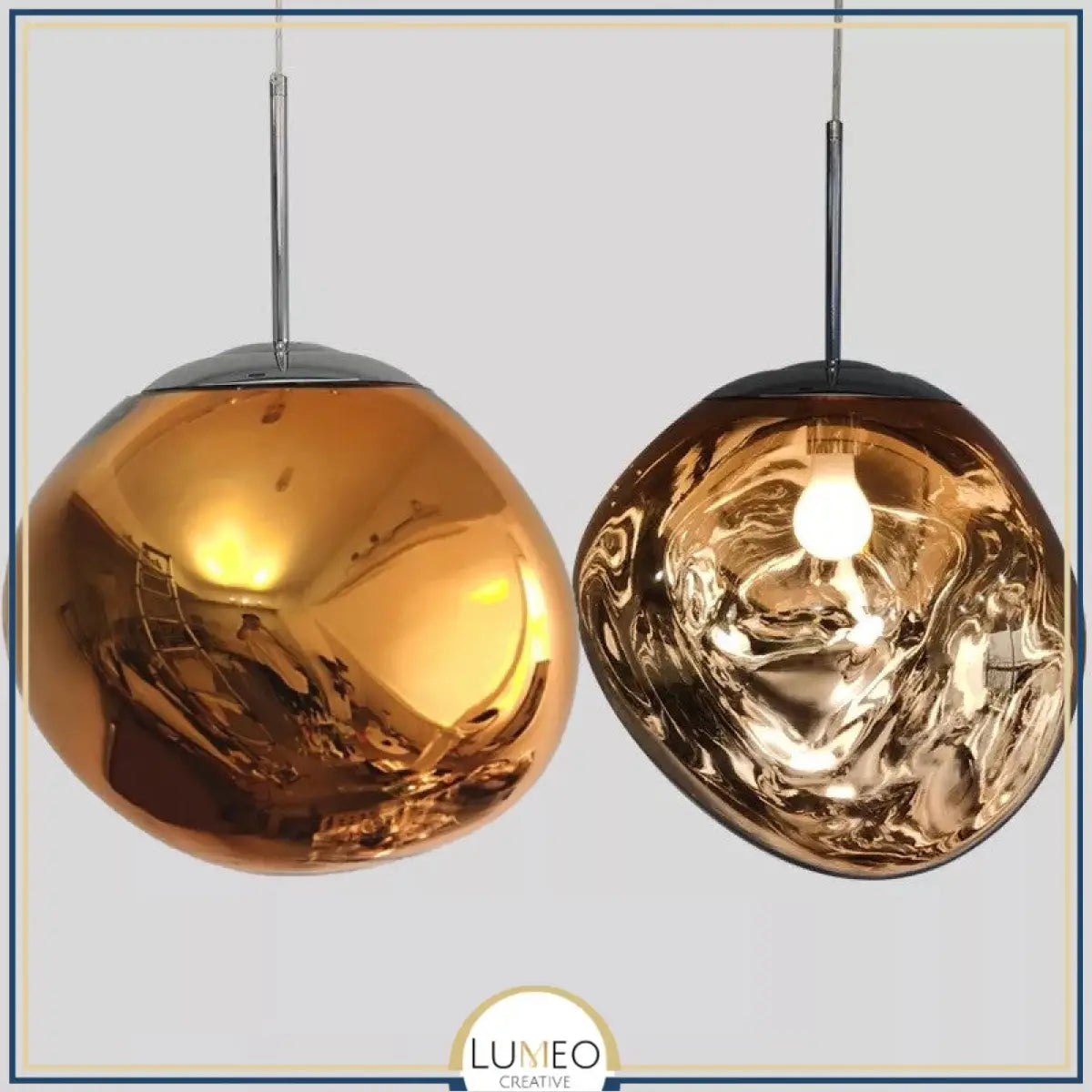 Suspension en verre soufflé style boule de lave | Création modulable 15 cm / PVC / Ambre