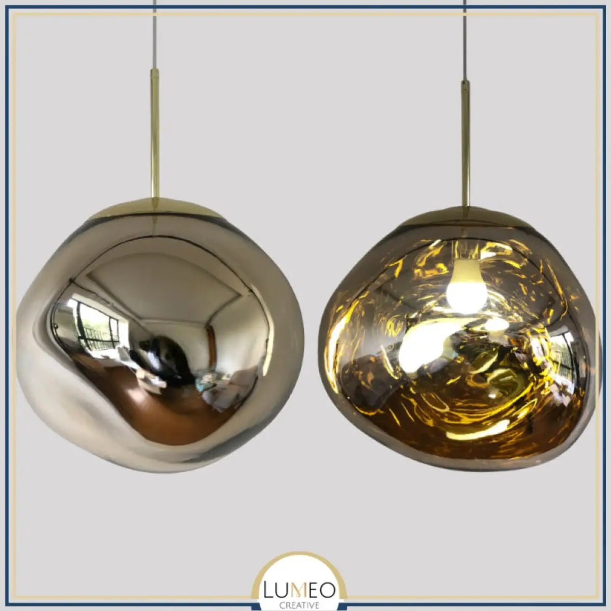 Suspension en verre soufflé style boule de lave | Création modulable 15 cm / PVC / Champagne