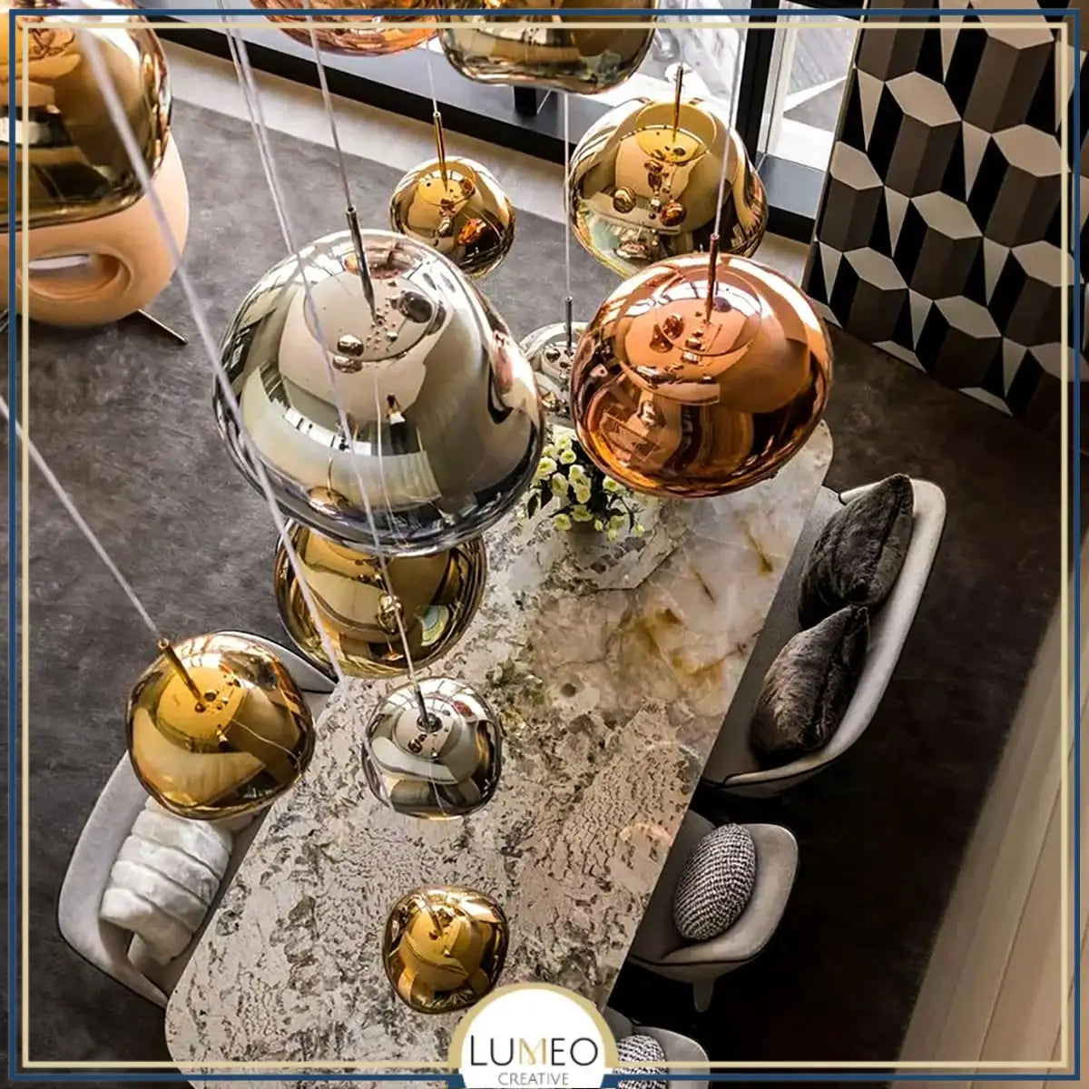 Suspension en verre soufflé style boule de lave | Création modulable