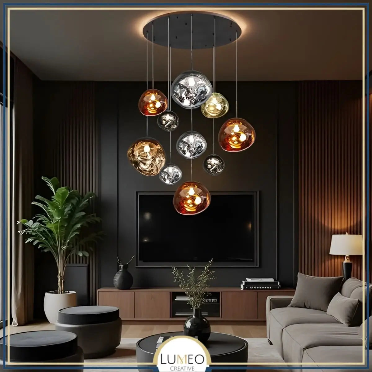 Suspension en verre soufflé style boule de lave | Création modulable